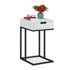 relaxdays Beistelltisch »Beistelltisch in C-Form mit Schublade«