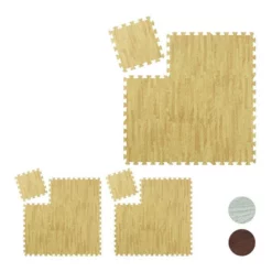 relaxdays Bodenschutzmatte »27 x Bodenschutzmatte Holzoptik natur«