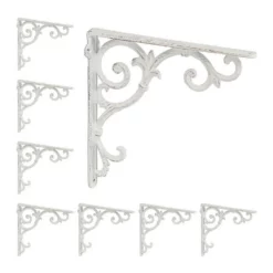 relaxdays Wandregalhalter »8 x Regalwinkel antik weiß«