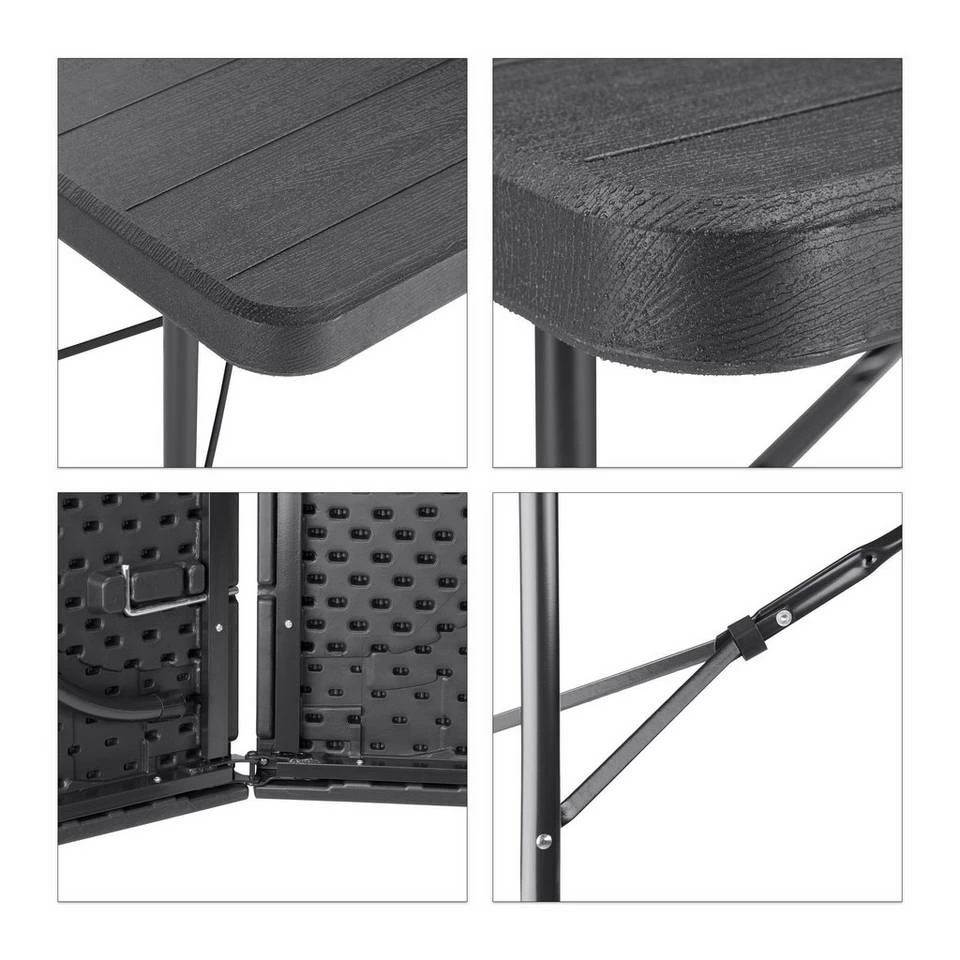 relaxdays Bierzeltgarnitur »Bierzeltgarnitur klappbar Holzoptik«, Schwarz Braun, Weiß – Bild 7