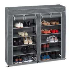 relaxdays Schuhschrank »Schuhschrank Stoff 12 Fächer« Anthrazit