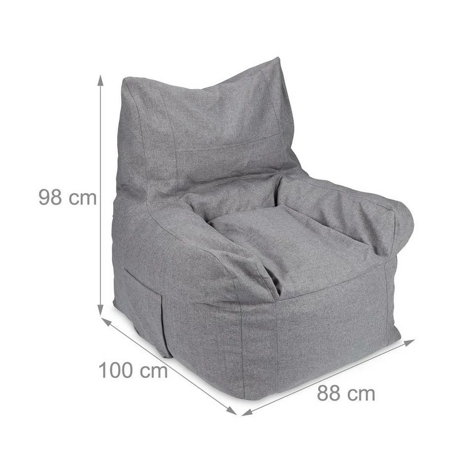 relaxdays Sitzsack »Grauer Sitzsack mit Lehne« – Bild 4