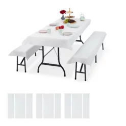 relaxdays Bierzeltgarnitur »12x Bierzeltgarnitur Auflage weiß«