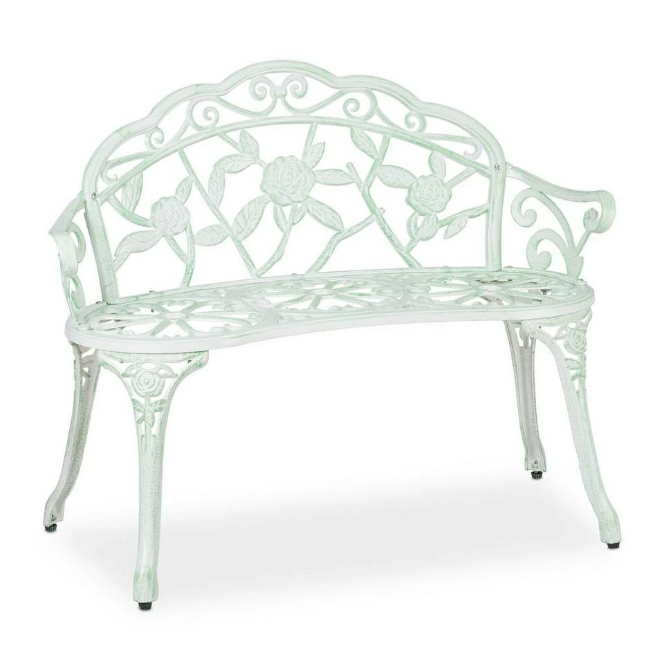 relaxdays Gartenbank »Rosen Gartenbank weiß-grün«