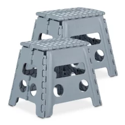 relaxdays Tritthocker »2 x Klapphocker faltbar L hellgrau«