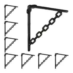 relaxdays Wandregalhalter »8 x Regalwinkel Gusseisen Kette schwarz«