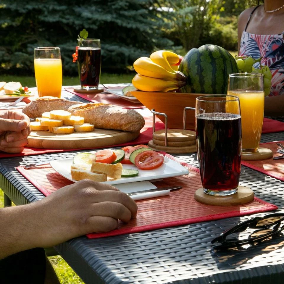 relaxdays Bierzeltgarnitur »Bierzeltgarnitur Rattan-Optik grau« – Bild 6