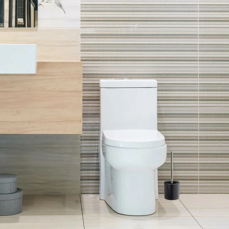 relaxdays Badezimmer-Set »WC Garnitur Keramik«, Grau Schwarz Silber, Anthrazit Silber Schwarz, Weiß Silber – Bild 2