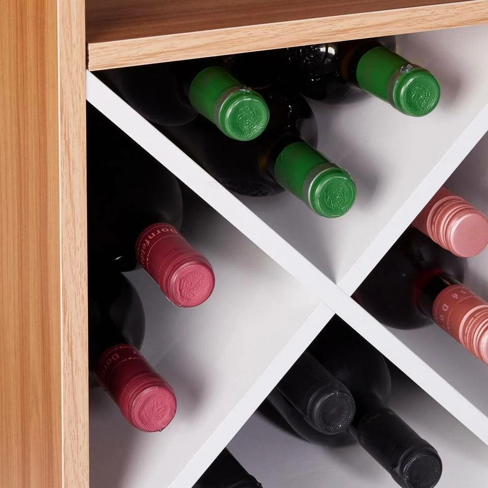 relaxdays Weinregal »Großes Weinregal mit Weinglashalter«, Braun Weiß Silber, Hellbraun Weiß Silber, Schwarz Silber – Bild 6