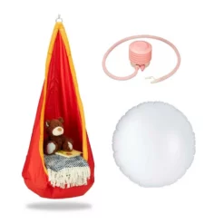 relaxdays Hängehöhle »Hängehöhle Kinder«, Orange / Rot Rot Orange, Grün Blau