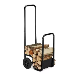 relaxdays Kaminholzregal »Kaminholzwagen schwarz«, BxTxH:40x43x110 cm