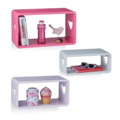 relaxdays Wandregal »Wandregal Herz 3er Set«