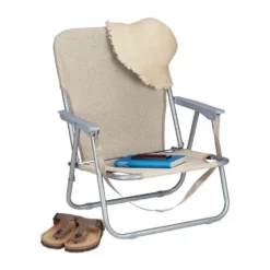 relaxdays Campingstuhl »Strandstuhl klappbar 2er Set«, Beige Dunkelrot Silber Grau, Beige Silber Grau, Grau Silber