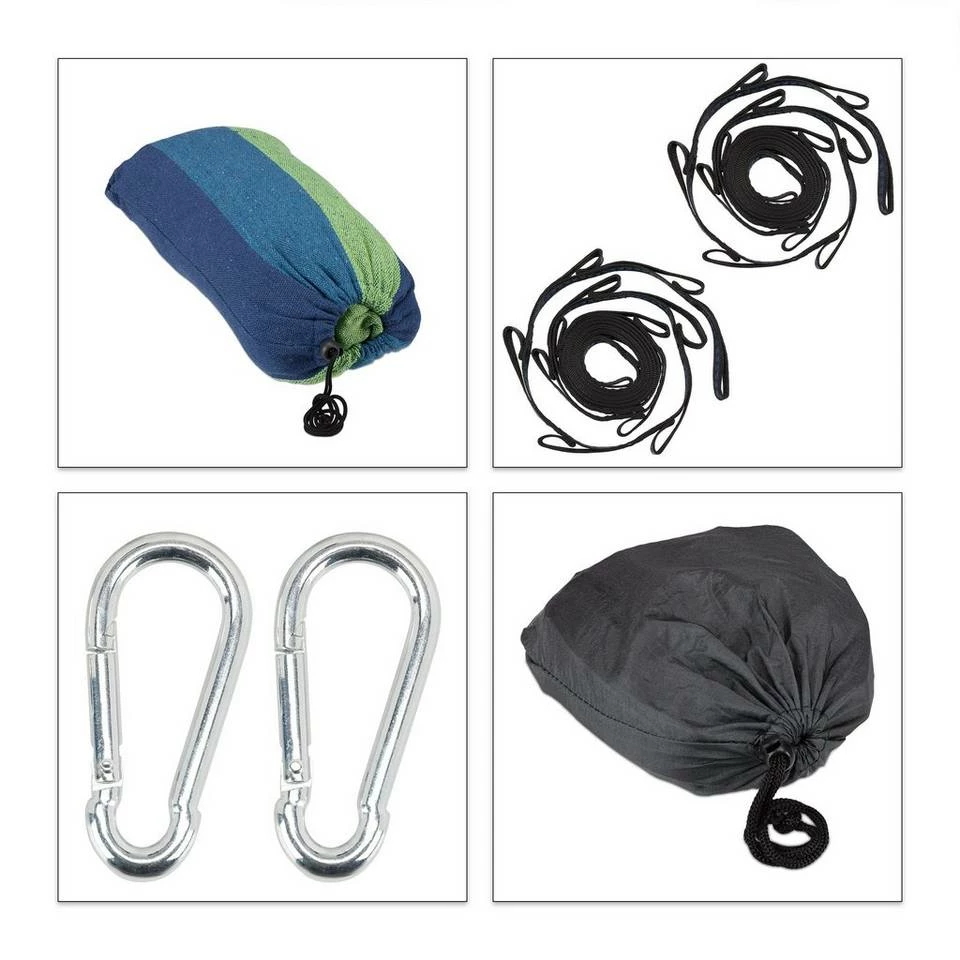 relaxdays Hängematte »Hängematte XXL Baumwolle«, Türkis Dunkelblau Grün, Gelb Lila Rot, Weiß Grau, Weiß Braun Grau – Bild 11