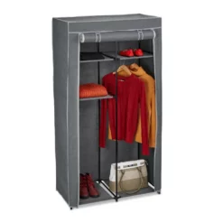 relaxdays Stoffschrank »Stoffschrank mit 2 Kleiderstangen« Anthrazit