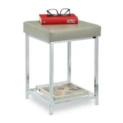 relaxdays Sitzhocker »Grauer Sitzhocker mit Ablage«