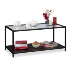 relaxdays Couchtisch »Couchtisch mit Glasplatte«