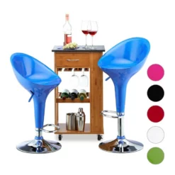 relaxdays Barhocker »Barhocker 2er Set höhenverstellbar«, Blau Schwarz, Pink, Weiß, Rot