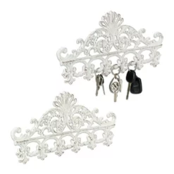 relaxdays Hakenleiste »2 x Garderobenleiste Guss weiß-braun«