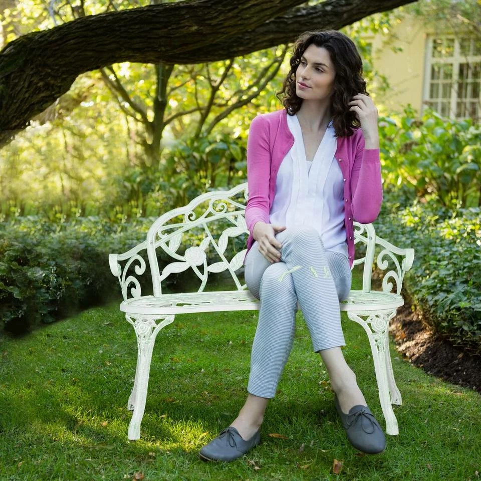 relaxdays Gartenbank »Rosen Gartenbank weiß-grün« – Bild 3