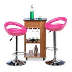 relaxdays Barhocker »Barhocker 2er Set höhenverstellbar«, Pink Grün Silber Schwarz, Blau Silber Schwarz, Rot Silber Schwarz, Weiß Silber Schwarz