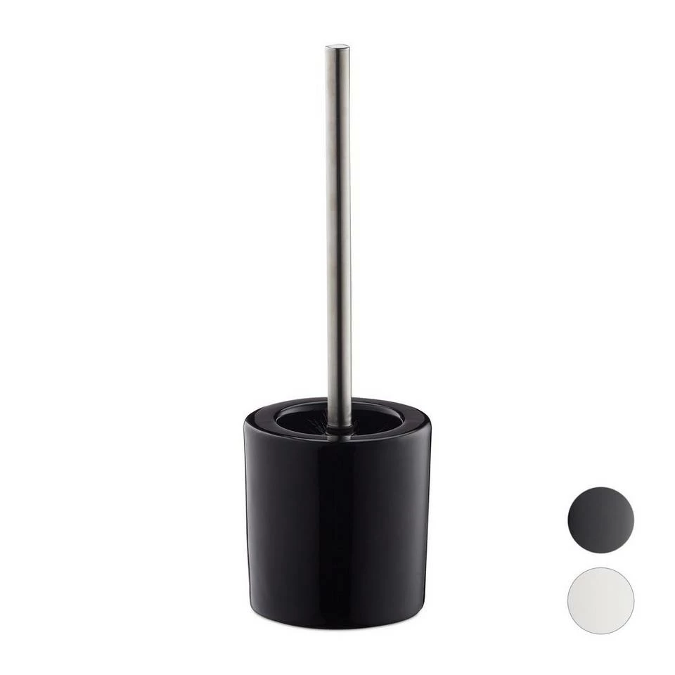 relaxdays Badezimmer-Set »WC Garnitur Keramik«, Grau Schwarz Silber, Anthrazit Silber Schwarz, Weiß Silber – Bild 8