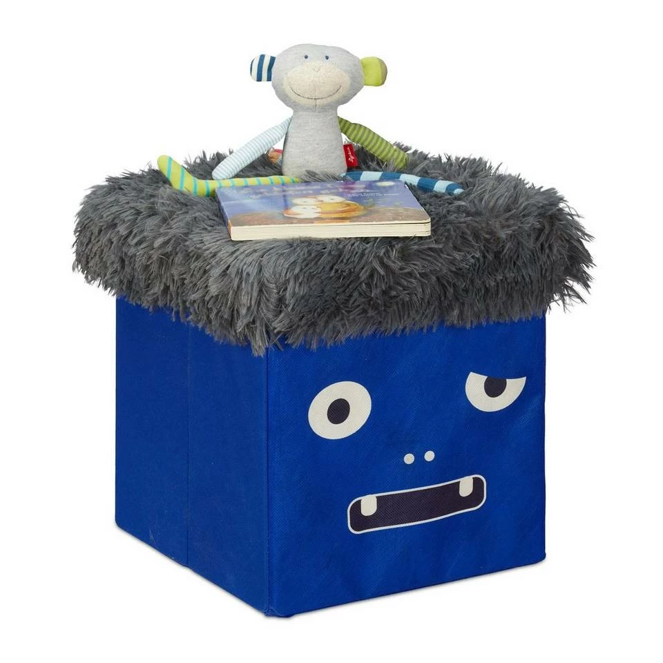 relaxdays Sitzhocker »Sitzhocker Kinder Monster«, A Grün Braun, Dunkelblau Grau – Bild 10