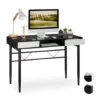 relaxdays Schreibtisch »Schreibtisch Glas«, Schwarz / Schwarz Braun Schwarz, Wei&szlig;