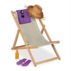 relaxdays Gartenliege »Beiger Liegestuhl aus Holz«