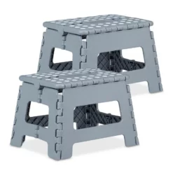 relaxdays Tritthocker »2 x Klapphocker faltbar M hellgrau«