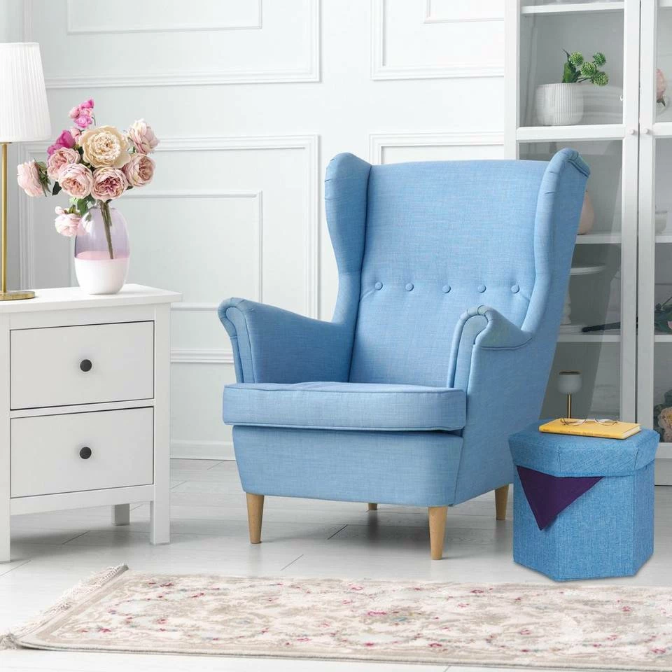 relaxdays Sitzhocker »Sitzhocker mit Stauraum«, Blau Anthrazit, Grau – Bild 2