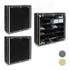 relaxdays Schuhschrank »3 x Schuhschrank VALENTIN breit schwarz«