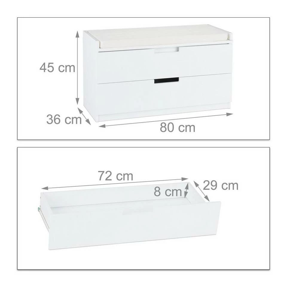 relaxdays Sitztruhe »Sitzkommode mit 2 Schubladen« – Bild 4