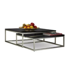 relaxdays Couchtisch »Couchtisch FLAT 2er Set schwarz«