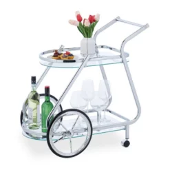 relaxdays Servierwagen »Servierwagen aus Chrom & Glas«
