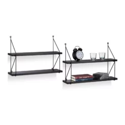 relaxdays Wandregal »2 x Hängeregal für die Wand schwarz«