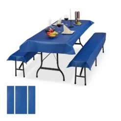 relaxdays Bierzeltgarnitur »6x Bierzeltgarnitur Auflage blau«