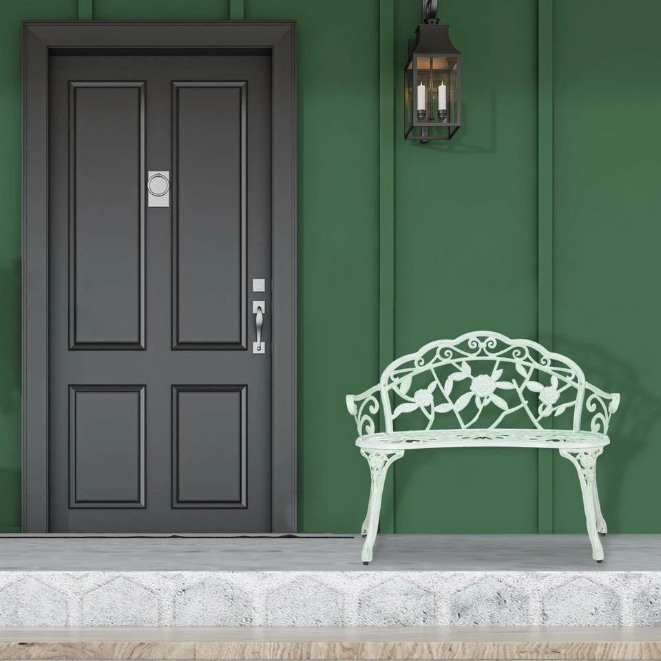 relaxdays Gartenbank »Rosen Gartenbank weiß-grün« – Bild 2