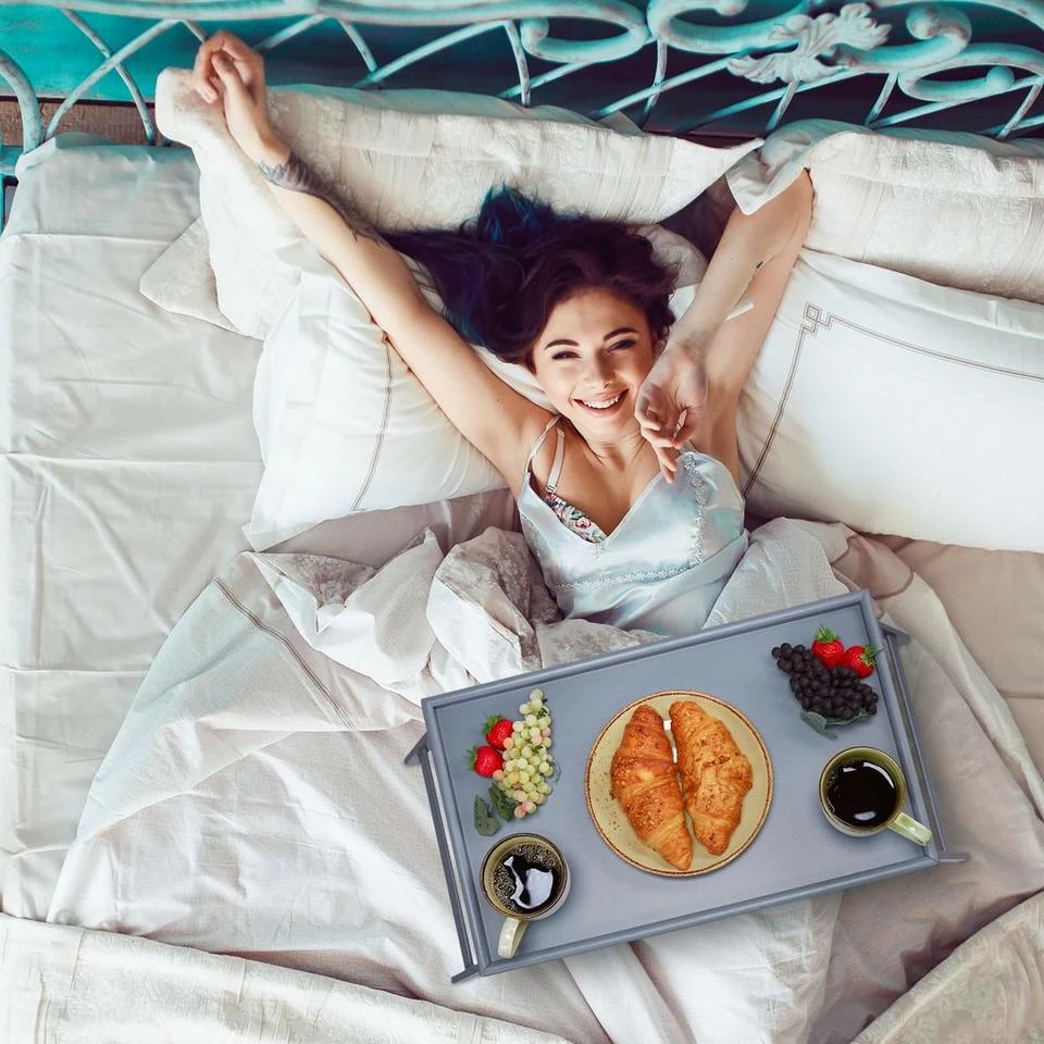 relaxdays Tabletttisch »Betttablett Bambus grau« – Bild 2