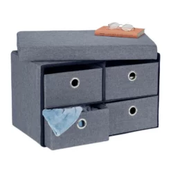 relaxdays Sitzbank »Graue Sitzbank mit 4 Schubfächern«