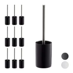 relaxdays Badezimmer-Set »10 x WC-Garnitur Keramik schwarz«