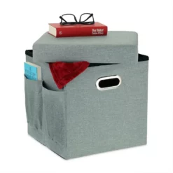 relaxdays Stauraumhocker »Sitzhocker mit Stauraum & Seitentaschen«, faltbar