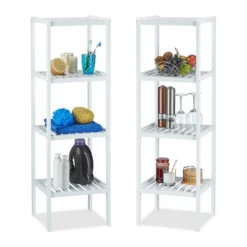 relaxdays Badregal »2 x Bambus Badregal mit 4 Ablageflächen«