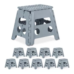 relaxdays Tritthocker »10 x Klapphocker faltbar L hellgrau«