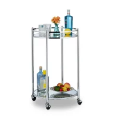 relaxdays Servierwagen »Servierwagen rund Silber«