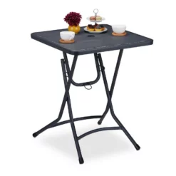 relaxdays Gartentisch »Balkontisch mit Schirmloch klappbar grau«