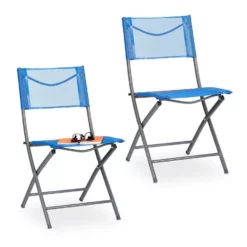 relaxdays Klappstuhl »Klappbarer Gartenstuhl 2er Set blau«