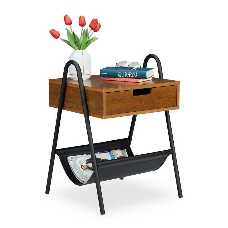 relaxdays Beistelltisch »Beistelltisch mit Schublade Industrial«