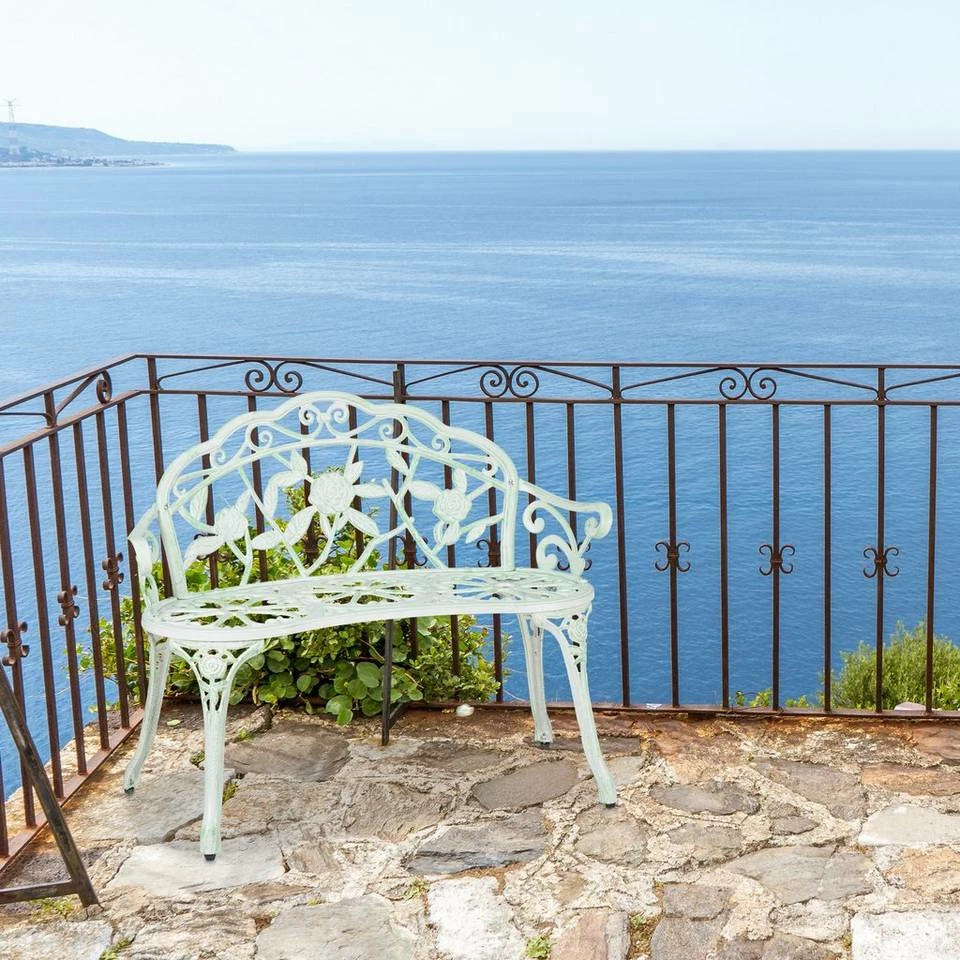 relaxdays Gartenbank »Rosen Gartenbank weiß-grün« – Bild 5