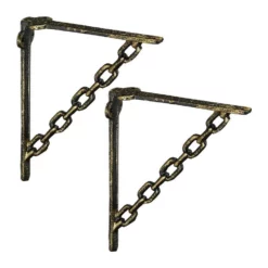 relaxdays Wandregalhalter »2er Set Regalwinkel Gusseisen Kette«, Bronze Braun Gold, Wei&szlig;, Schwarz